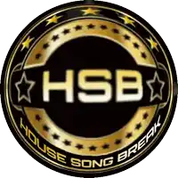 a logo for house song break with a gold circle and stars