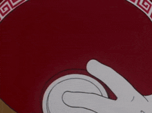 a close up of a cartoon character 's face with a red and white border that says gg on it