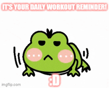 a picture of a frog with the words " it 's your daily workout reminder "