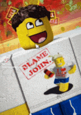 a tiktok video of a lego character named blame john
