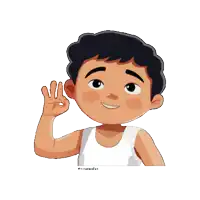 a cartoon of a boy giving an okay sign