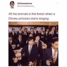 all the animals in the forest when a disney princess starts singing disney singing happy excited thrilled
