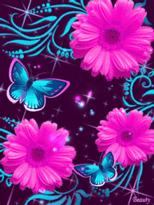 Be Happy Flowers GIF - Be Happy Flowers Butterfly GIFs