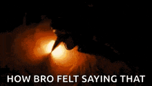 a close up of a person 's face with the words `` how bro felt saying that '' written in the corner .