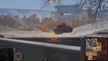 a screenshot of a video game with a circle around a tank