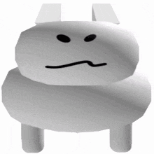 a white cartoon character with an angry face on it 's face