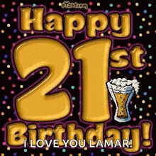 a happy 21st birthday greeting card with a glass of beer