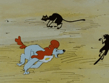a cartoon drawing of a dog and a cat