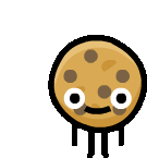 a cartoon drawing of a cookie with a face and white eyes .