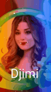 a colorful picture of a woman with the name djimi on the bottom