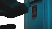 a door with a lock that says lock alarm