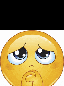a yellow smiley face with a sad look on his face