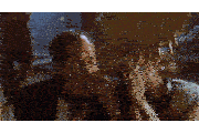 a man with a collar around his neck is being attacked by a monster