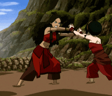 a cartoon of two women fighting each other