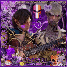 a picture of a man playing a guitar with the name vectri on the bottom right