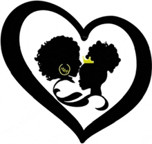 a silhouette of two women in a heart with a crown on their heads .