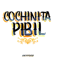 a logo for cochinita pibil with a yellow and blue design