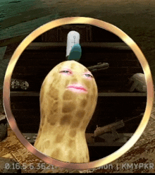 a picture of a peanut in a gold circle with kmypkr written on the bottom