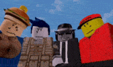 a group of roblox characters are posing for a picture and one of them is wearing a red hat that says i 'm black