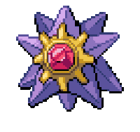 a pixel art of a purple star with a red stone in the middle