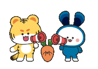 a cartoon illustration of a tiger and a rabbit