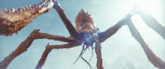 a giant spider is flying in the sky