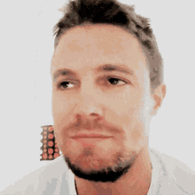 a close up of a man with a beard