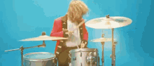 drummer drum set head bang hyperventilate energetic