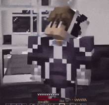a minecraft character is standing in front of a screen that says 111 on it