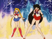 sailor moon and mars from sailor moon are dancing together in a cartoon .