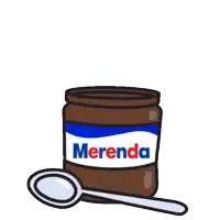 a cartoon drawing of a jar of merenda with a heart shaped candy sticking out of it