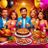 a group of people celebrating a birthday with a cake