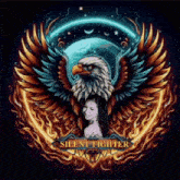 a poster with an eagle and a woman with the words silent fighter below it