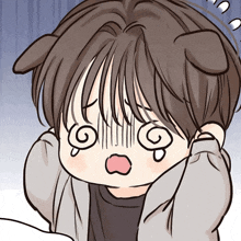 a cartoon drawing of a person with a dog ear on their head