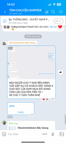 a screenshot of a telegram conversation between thanhrietkiem bac giang
