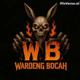 a logo for waroeng bocah with a flaming skull