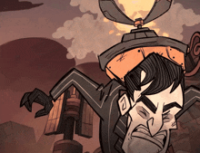 a cartoon drawing of a man with the letter z on his head