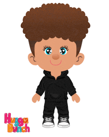 a cartoon illustration of a girl with a black hoodie and black pants