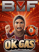 a woman in a hijab is holding a bowling ball with the number eight on it