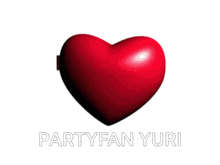 a couple of heart shaped objects that say partyfan yuri