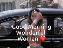 Good Morning Wonder Woman Bullet Shield GIF - Good Morning Wonder Woman Bullet Shield Car GIFs