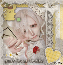 a picture of a girl with the words ged loves praise on the bottom