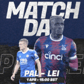 two soccer players on a poster that says " match day "