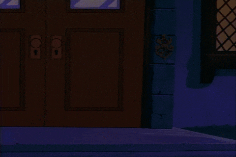 The nephews walk out of the front doors with their luggage