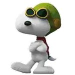 snoopy is wearing a green helmet and goggles