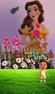 a cartoon of a girl holding a rose with the name aisha on the bottom right