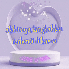 a purple heart shaped box with the words love u wine on it