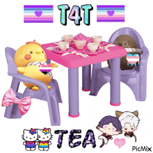 a picture of a tea set with the words t4t tea on it