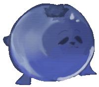 a drawing of a blueberry with a sad face on it