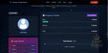 a screenshot of a progress tracker for a person named karthika